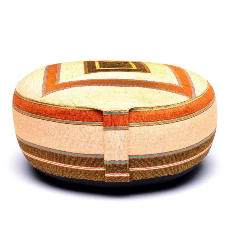 Meditatiekussen crème/oranje patroon multi