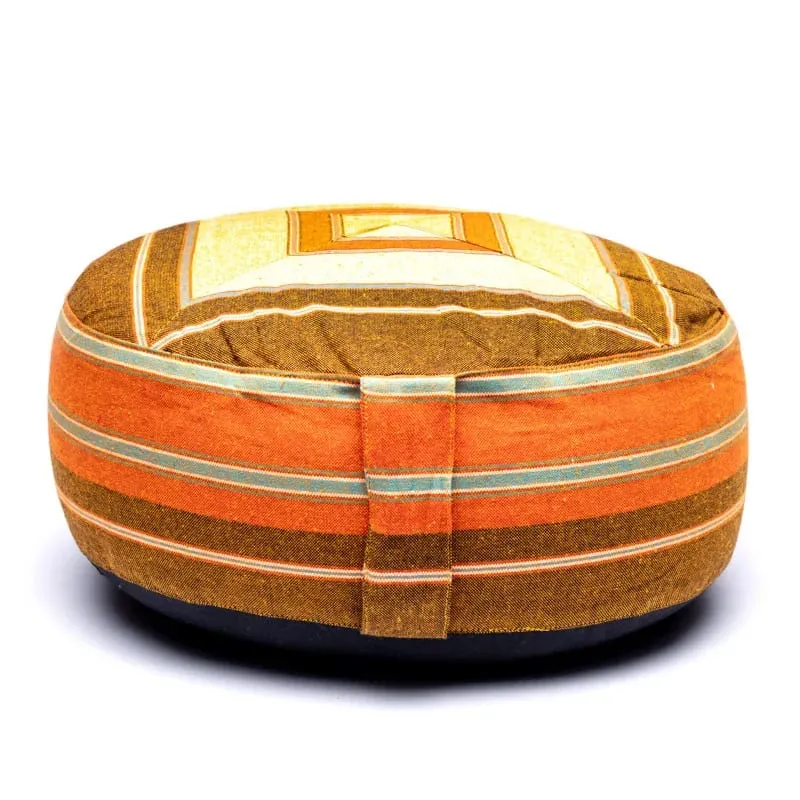 Meditatiekussen crème/oranje patroon multi