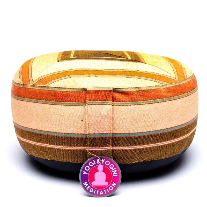 Meditatiekussen crème/oranje patroon multi