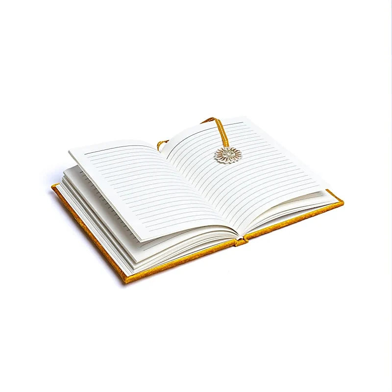 Notitieboek fluweel geel met zon