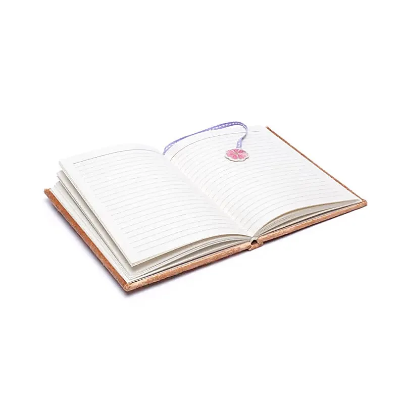 Notitieboek fluweel beige met bloemen