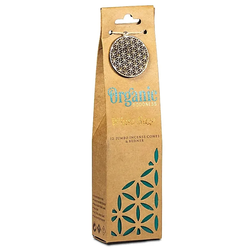 Organic Goodness Witte Salie wierookkegels + houder