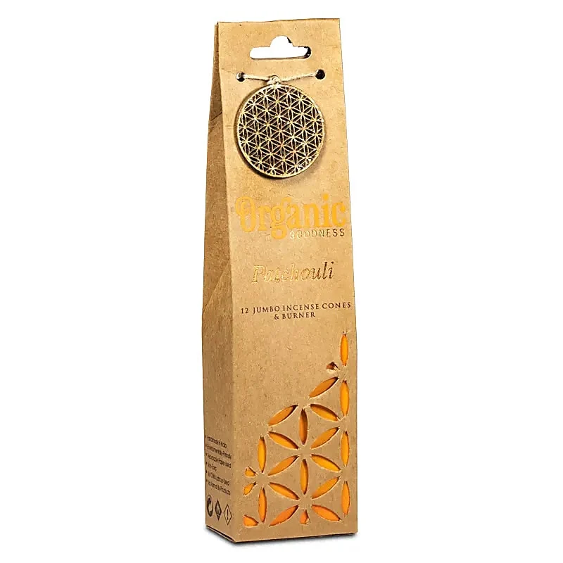 Organic Goodness Patchouli wierookkegels + houder
