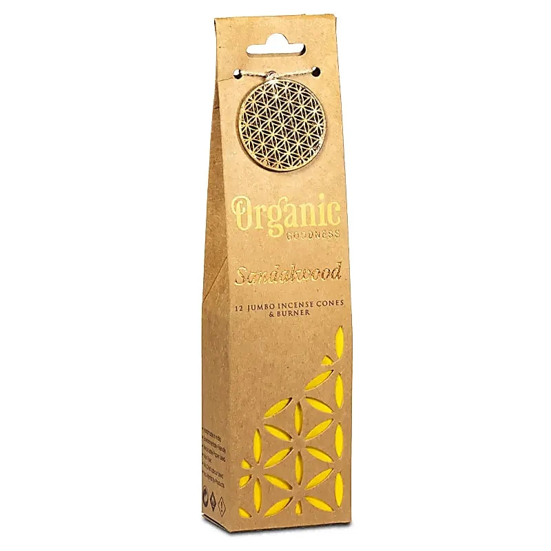 Organic Goodness Sandelhout wierookkegels + houder