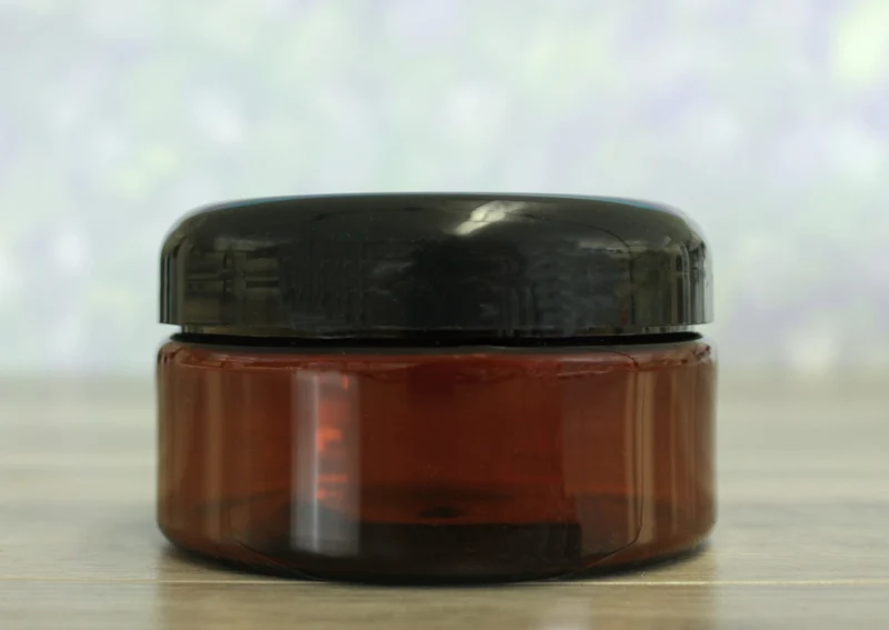 Jar, PET Amber, 8oz + Dome Black Lid (89/400)
