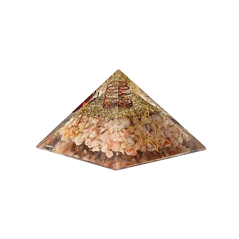 Orgoniet pyramide zonnesteen met zon symbool