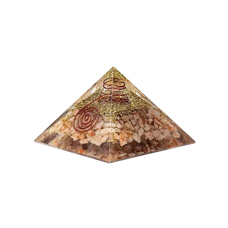 Orgoniet pyramide zonnesteen met zon symbool