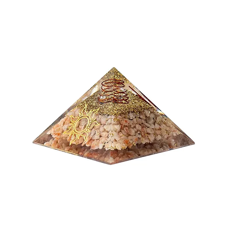 Orgoniet pyramide zonnesteen met zon symbool
