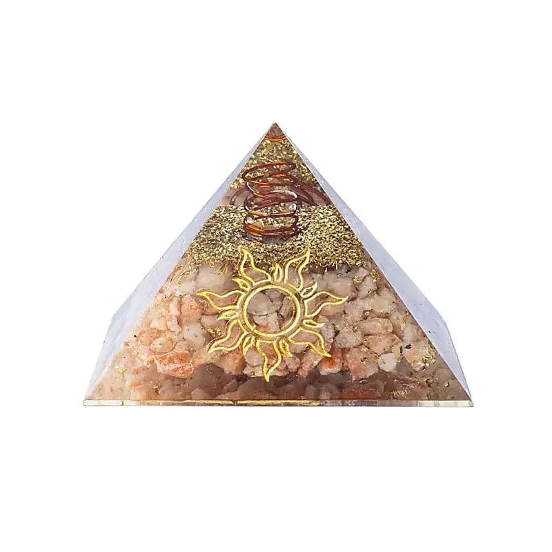 Orgoniet pyramide zonnesteen met zon symbool