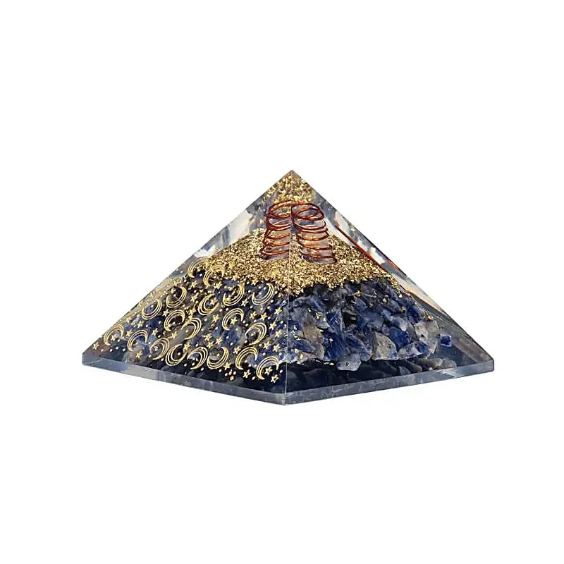 Orgoniet pyramide sodaliet met maan en sterren