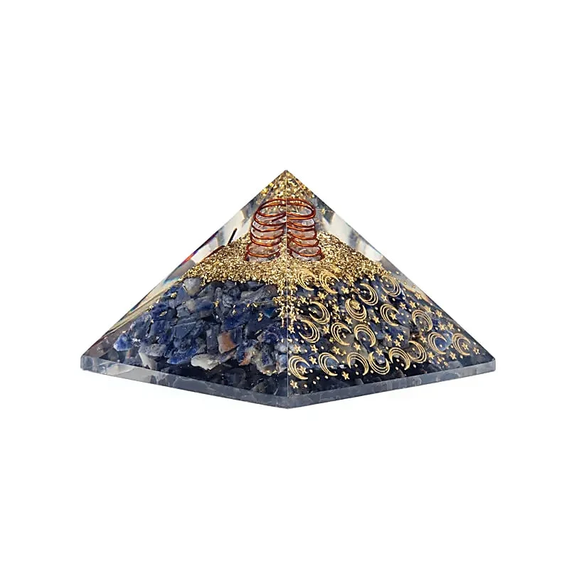 Orgoniet pyramide sodaliet met maan en sterren