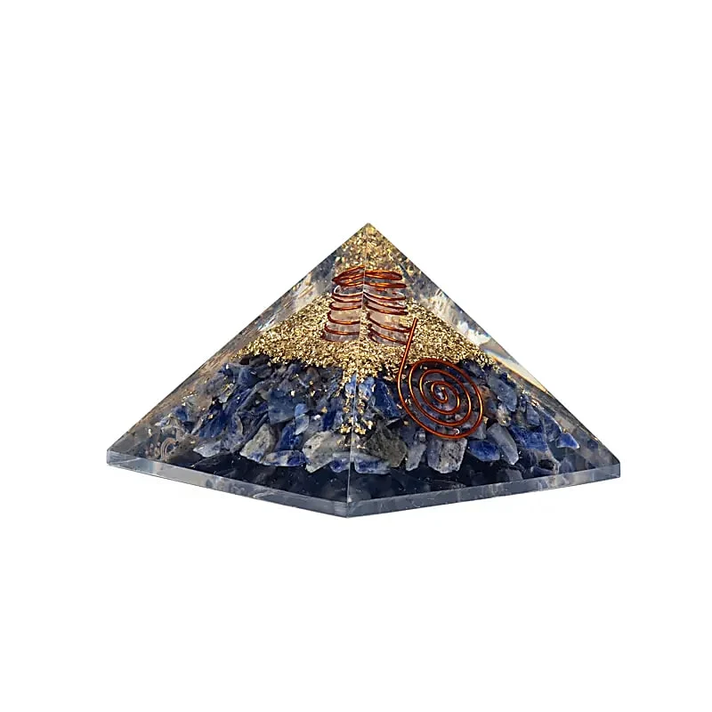 Orgoniet pyramide sodaliet met maan en sterren
