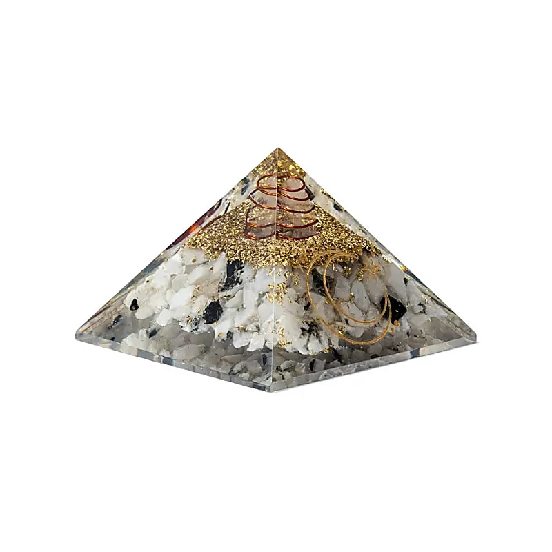 Orgoniet pyramide maansteen met maan symbool