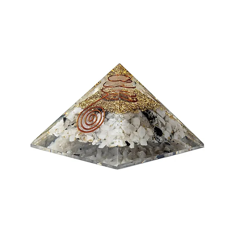Orgoniet pyramide maansteen met maan symbool