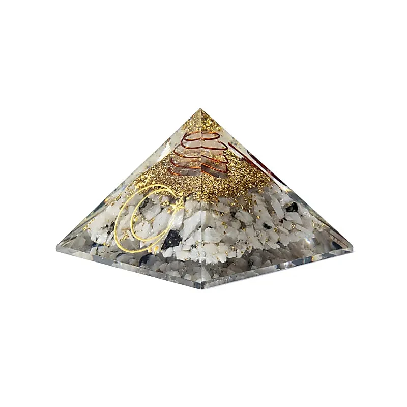 Orgoniet pyramide maansteen met maan symbool