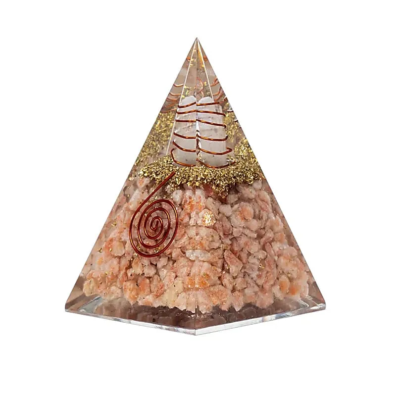 Orgoniet pyramide zonnesteen met zon symbool