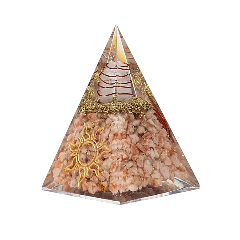 Orgoniet pyramide zonnesteen met zon symbool
