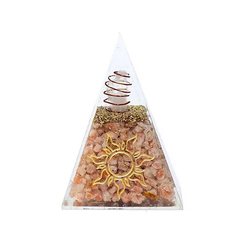 Orgoniet pyramide zonnesteen met zon symbool