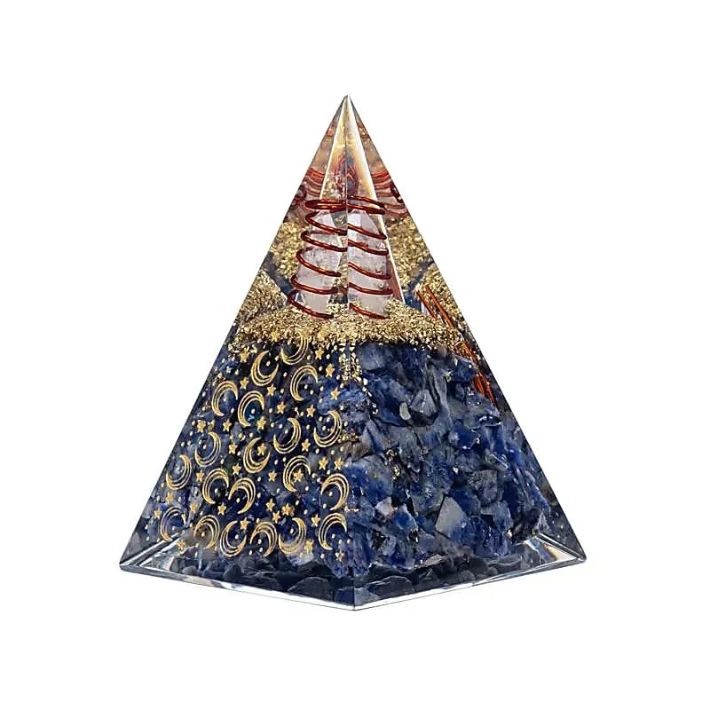 Orgoniet pyramide sodaliet met maan en sterren