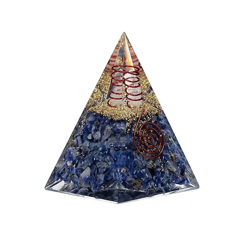 Orgoniet pyramide sodaliet met maan en sterren