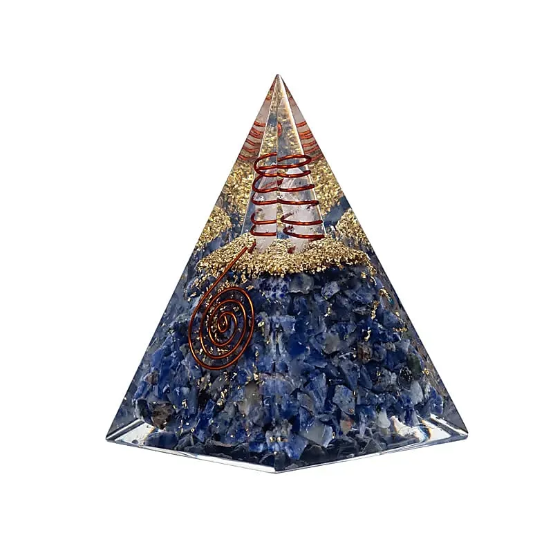Orgoniet pyramide sodaliet met maan en sterren