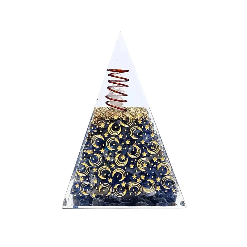 Orgoniet pyramide sodaliet met maan en sterren