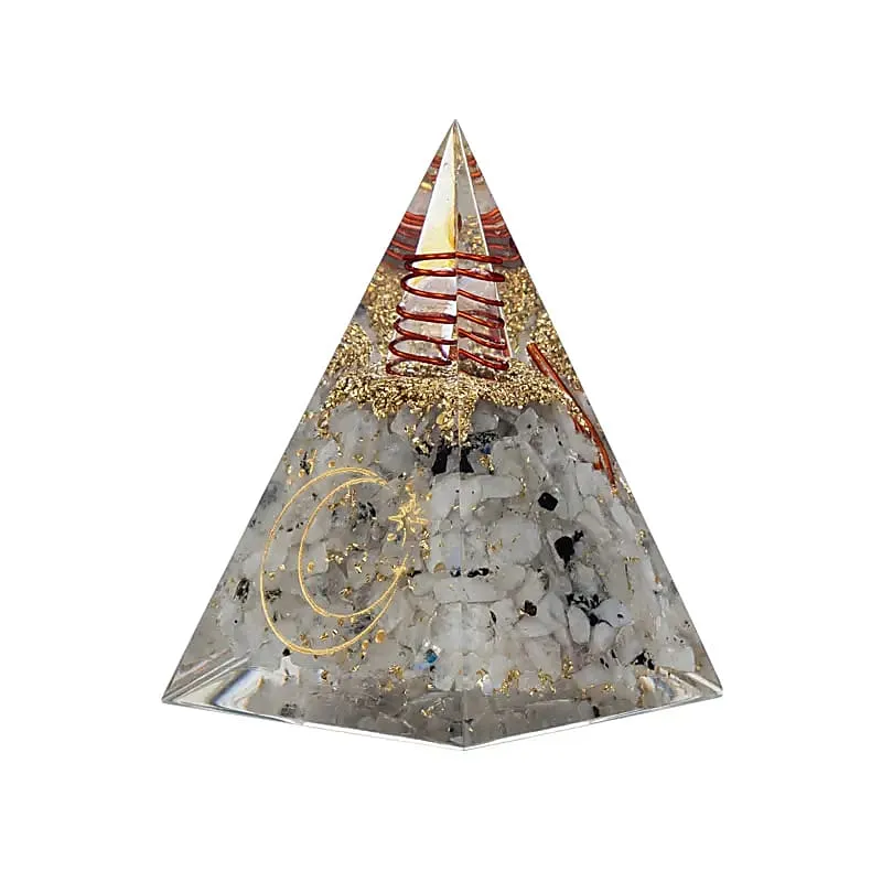 Orgoniet pyramide maansteen met maan symbool