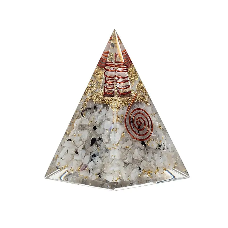 Orgoniet pyramide maansteen met maan symbool