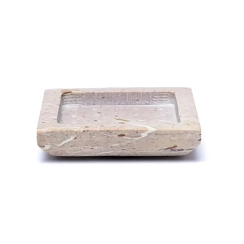 Schaaltje / kaarsenplateau vierkant beige zeepsteen