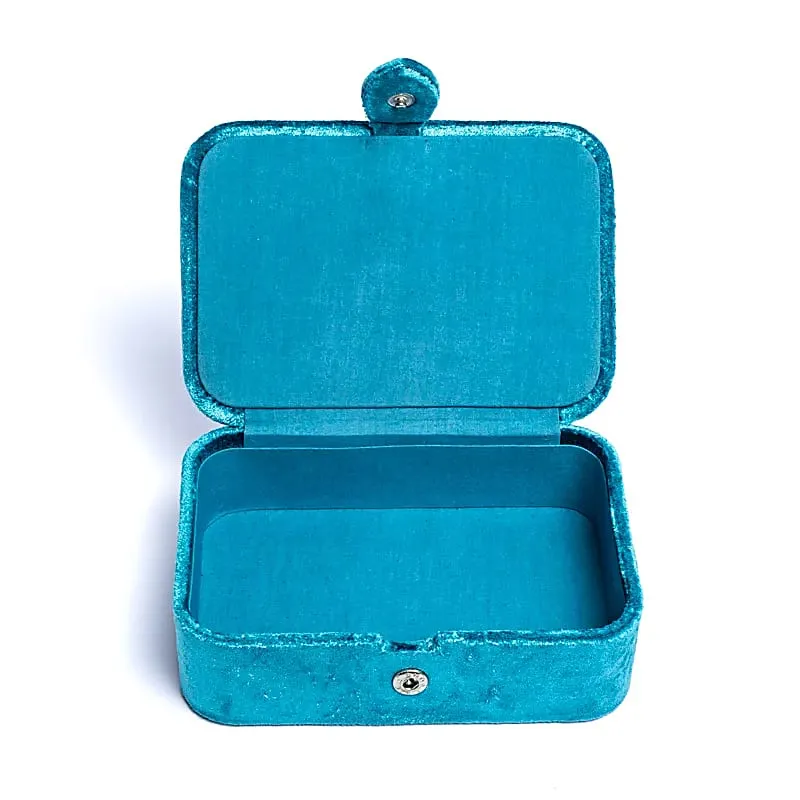 Sieraden / tarotdoos fluweel blauw met bloemen