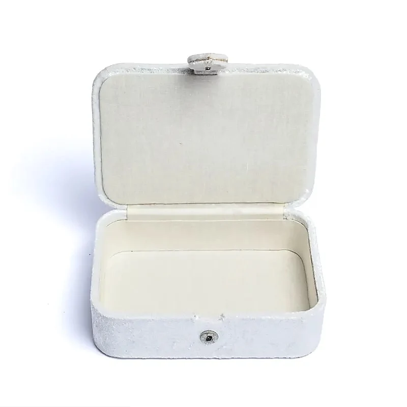 Sieraden / tarotdoos fluweel wit met zon en maan
