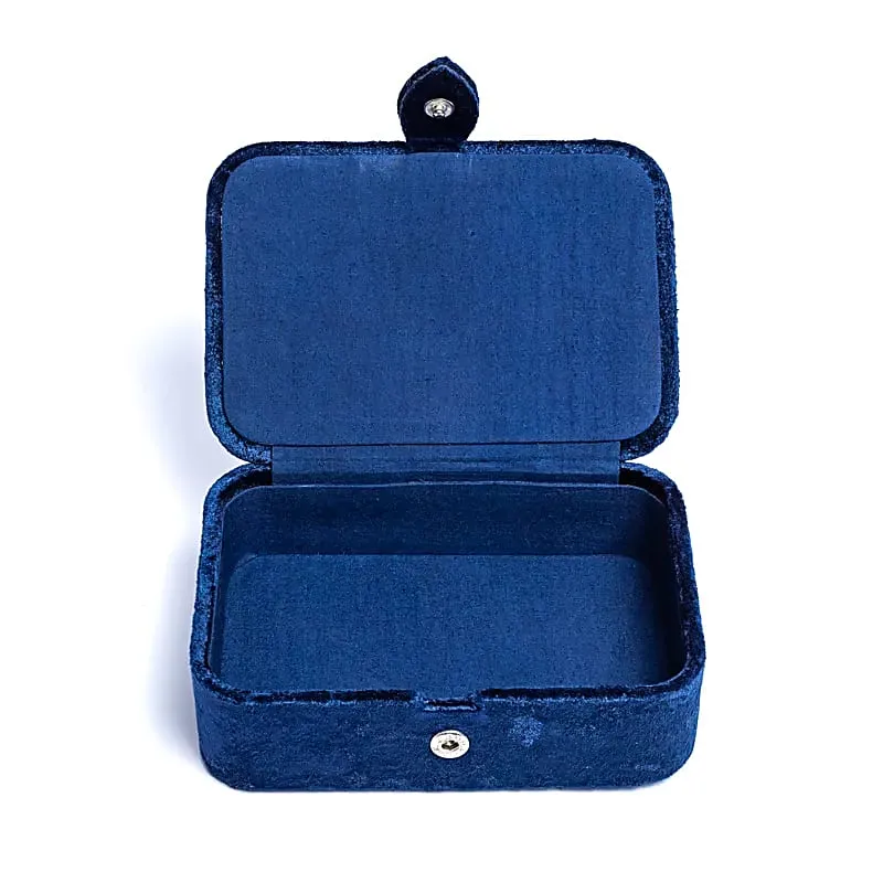 Sieraden / tarotdoos fluweel donkerblauw met maan en sterren