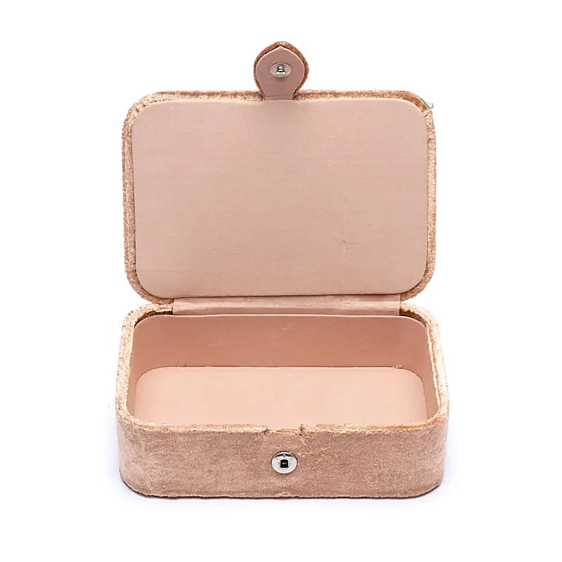 Sieraden / tarotdoos fluweel beige met bloemen