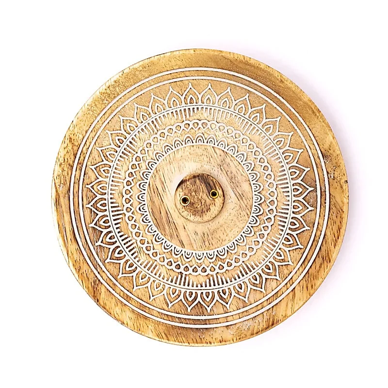 Wierookbrander mandala bedrukt mangohout