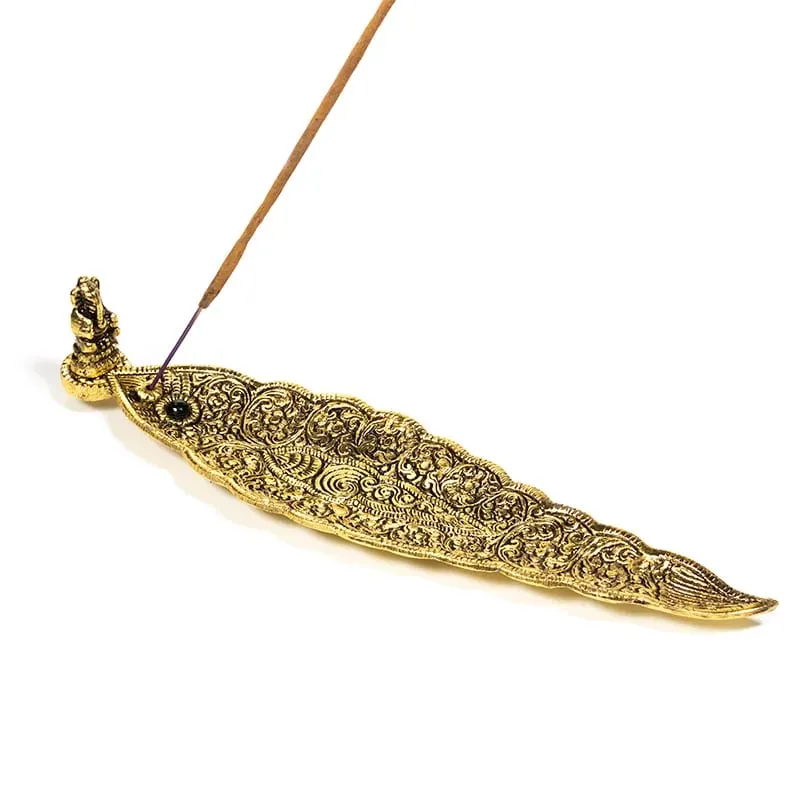 Wierookbrander Ganesha bladvorm goudkleur