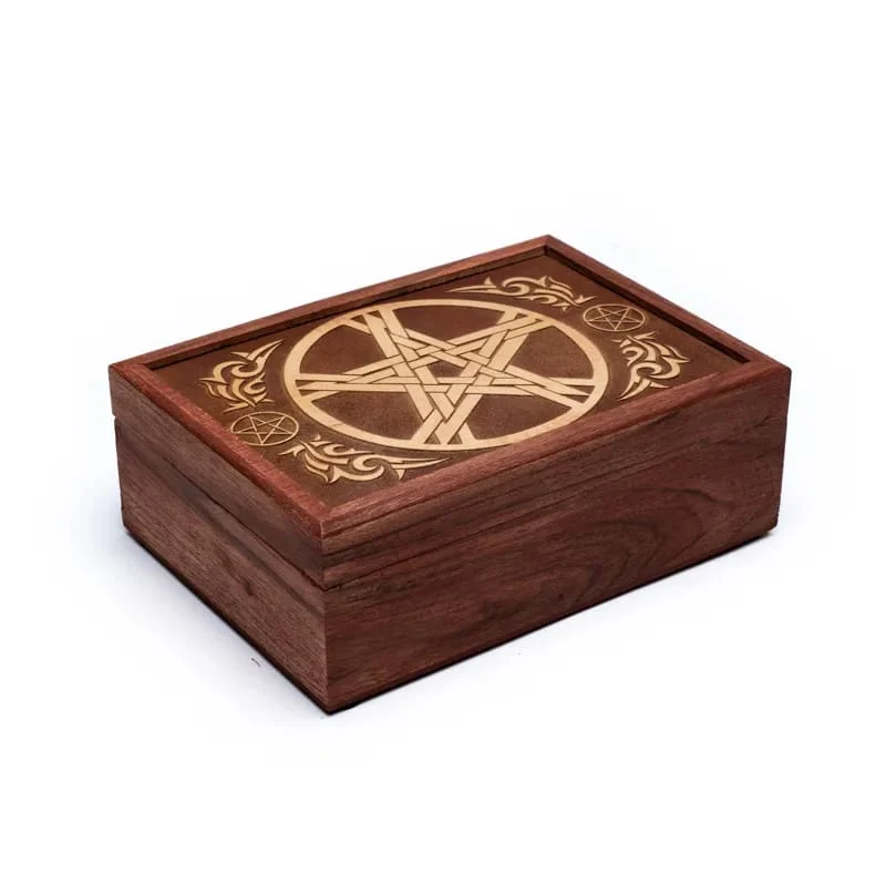 Tarotdoos pentagram gegraveerd