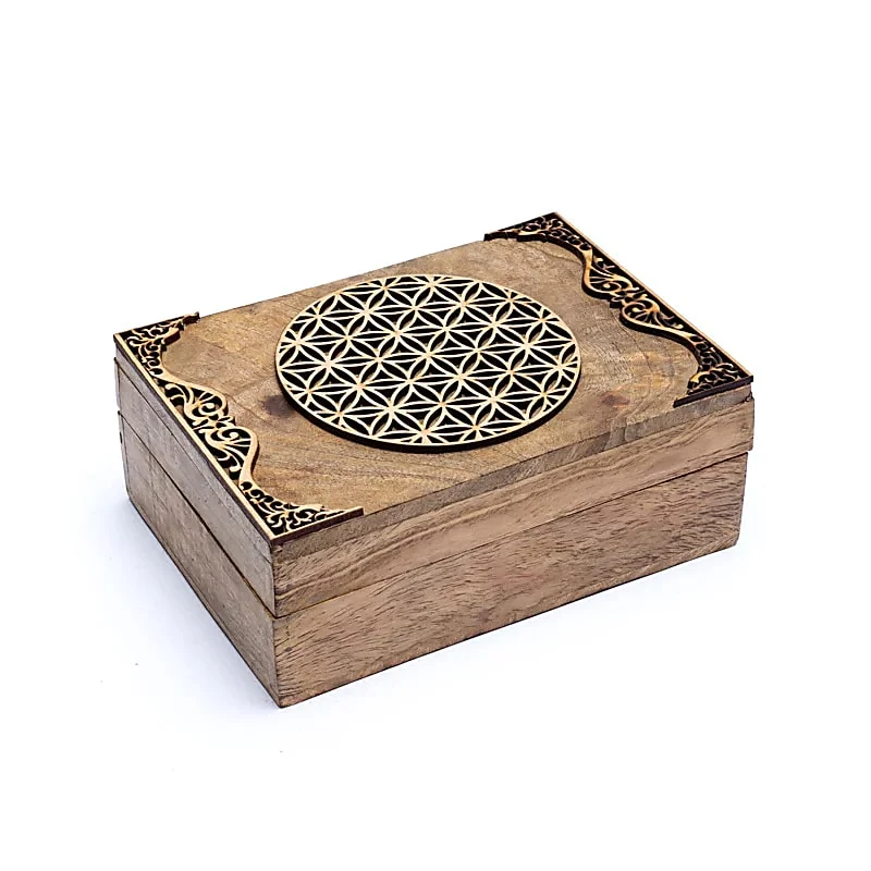 Tarotdoos bloem des levens mangohout