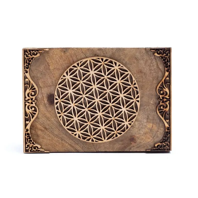 Tarotdoos bloem des levens mangohout