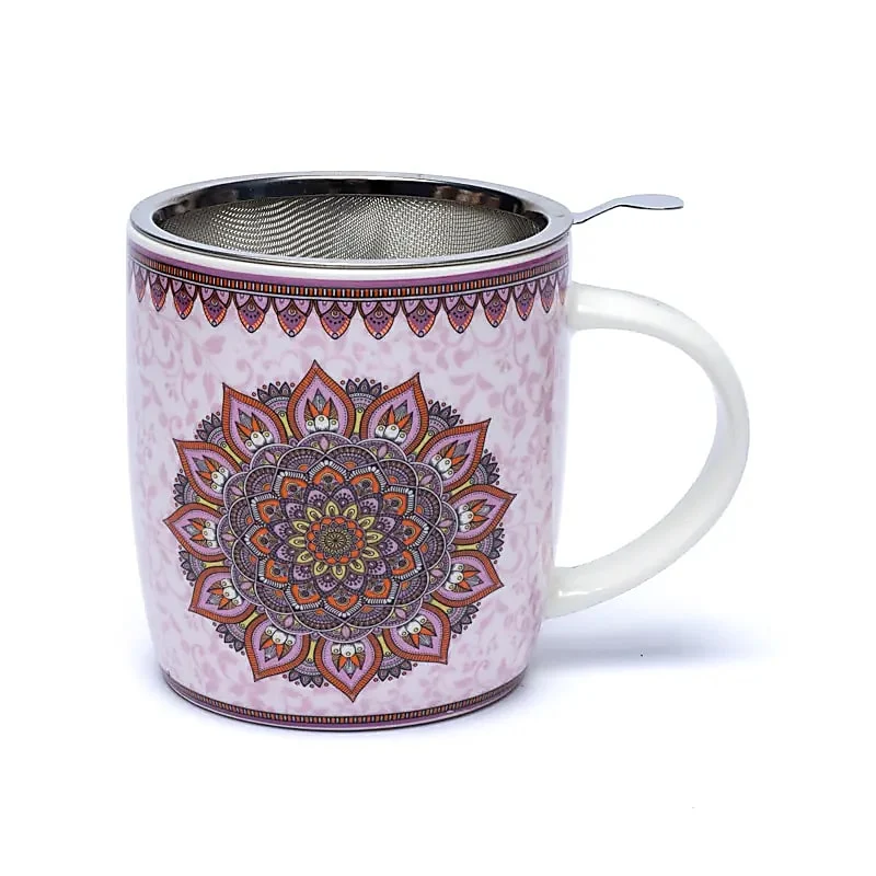 Theemok met zeef Mandala paars