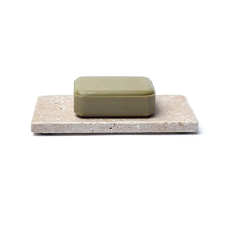 Travertijn zeephouder of kaarshouder beige