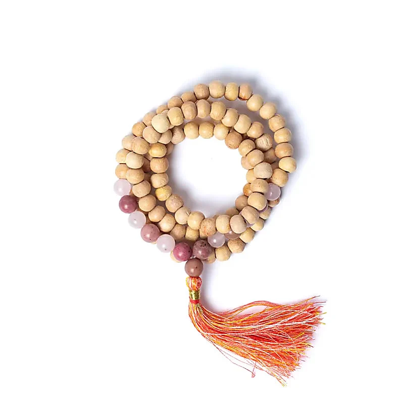 Tulsi mala met thuliet/ rozenkwarts AA kwaliteit in zakje