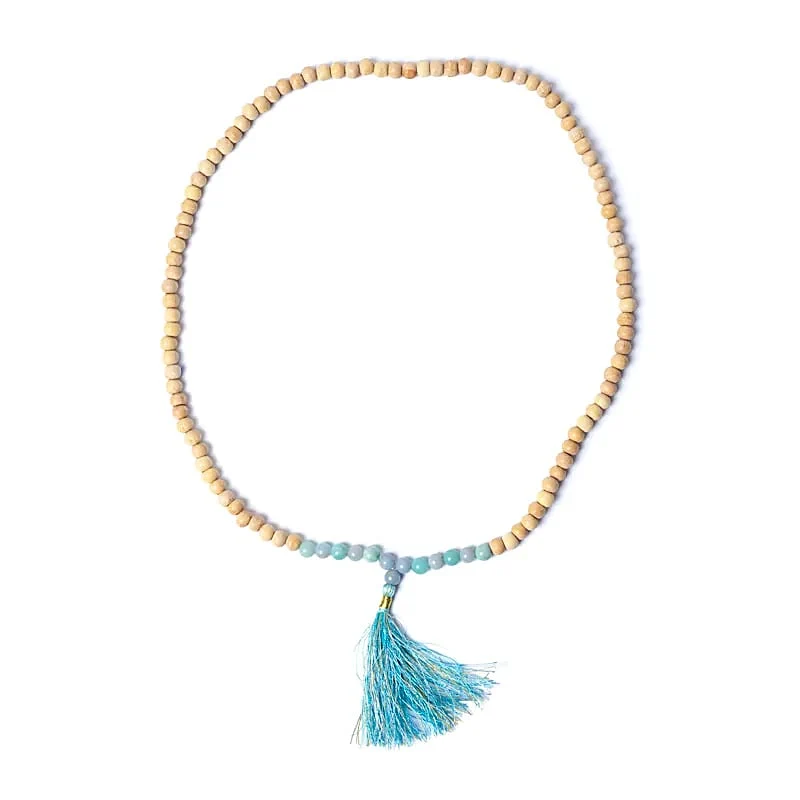 Tulsi mala met angeliet/ amazoniet AA kwaliteit in zakje