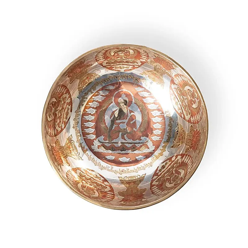 Verzilverde klankschaal Boeddha Shakyamuni
