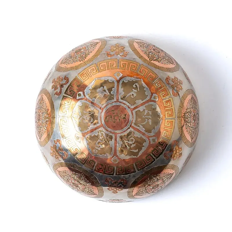 Verzilverde klankschaal Boeddha Shakyamuni