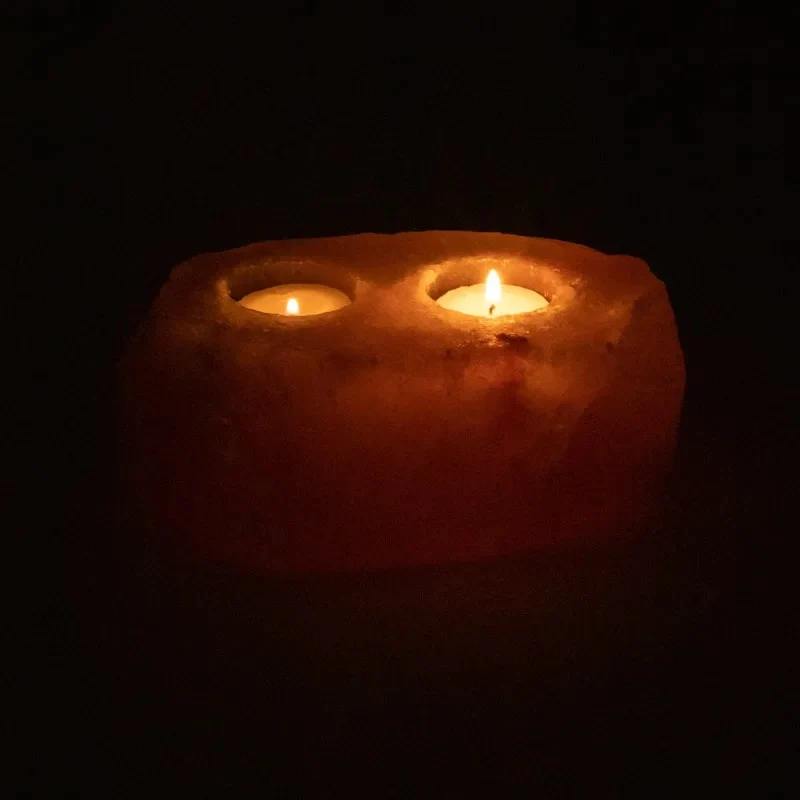 Zoutkristal sfeerlicht 2 waxinelichtjes