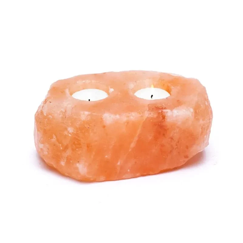 Zoutkristal sfeerlicht 2 waxinelichtjes