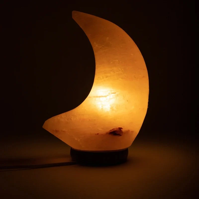 Zoutlamp maanvormig met snoer en LED lamp