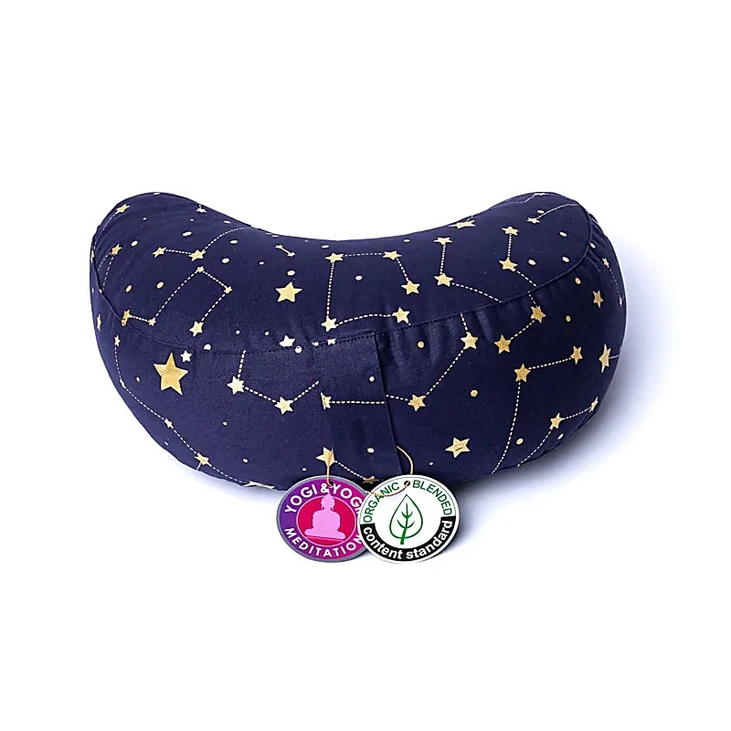 Meditatiekussen halve maan Sterrenhemel donkerblauw biokatoen
