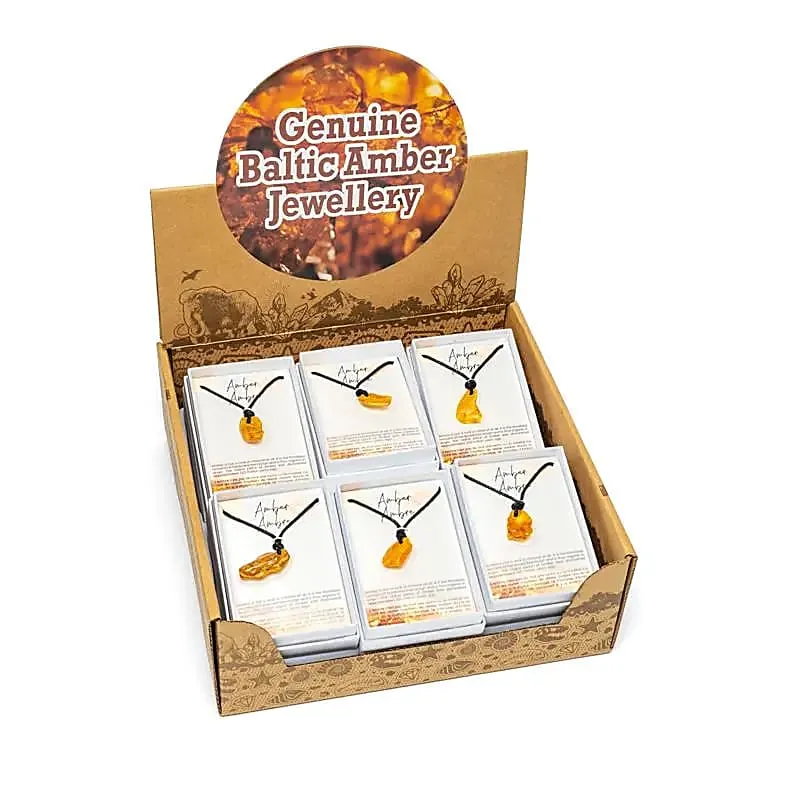Barnsteen (amber) hangers 12 stuks in displaydoos
