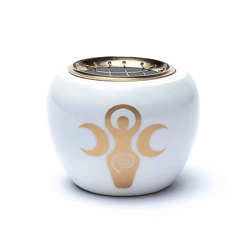 Wierookbrander wit & goud godinnensymbool